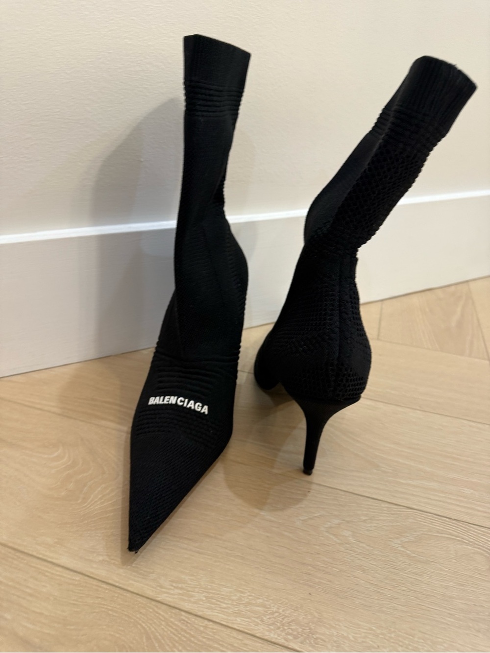 Balenciaga Black Knife Sock Booties - Pointed Toe Stiletto